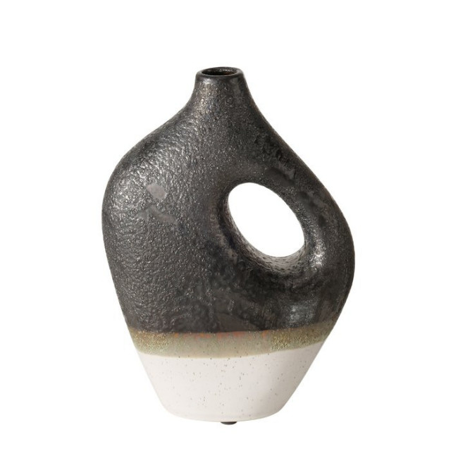 Vaza alba/neagra din ceramica 26 cm Lamuna Boltze