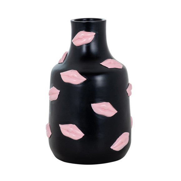Vaza neagra/roz din rasina 20 cm Kisses Richmond Interiors