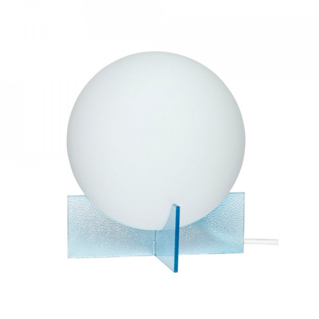 Veioza alba/albastra din sticla 23 cm Moon Hubsch
