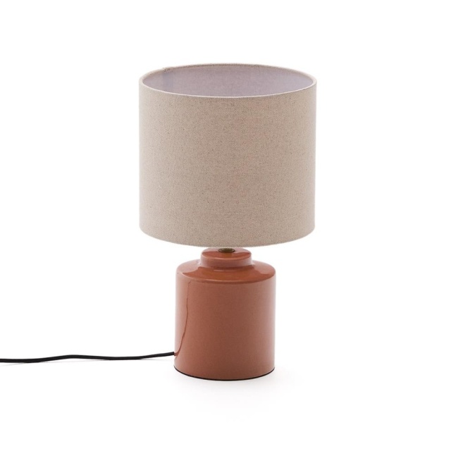 Veioza portocalie/bej din ceramica 40 cm Daeli Kave Home