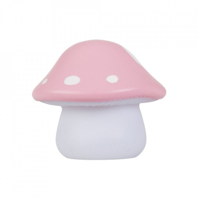 Veioza roz/alba din PVC cu LED 10 cm Mushroom A Little Lovely Company