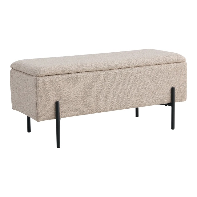 Bancheta bej din textil 95 cm Watford Boucle House Nordic