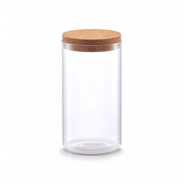 Borcan cu capac transparent/maro din sticla si fibre naturale 1,1 L Storage Jar Cork Zeller