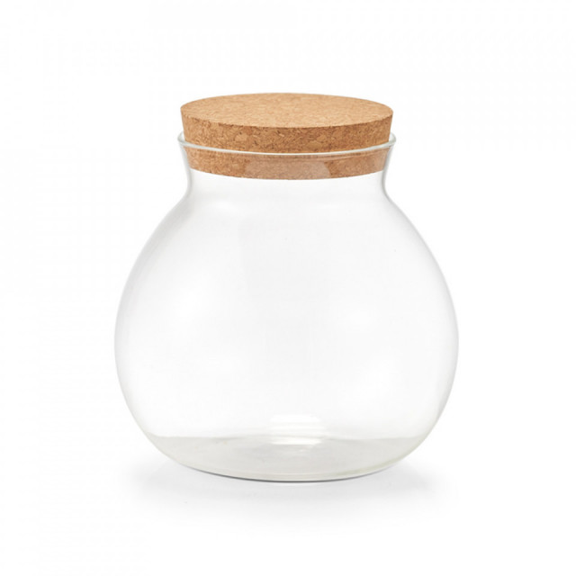 Borcan cu capac transparent/maro din sticla si pluta 1050 ml Jaar Zeller
