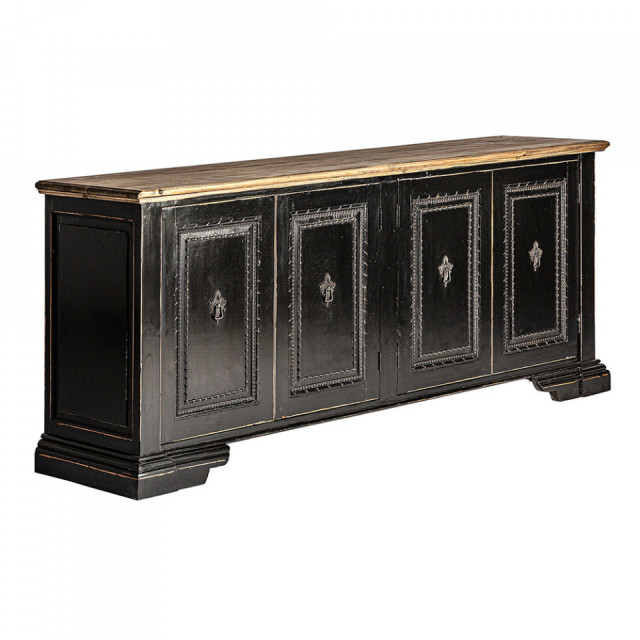 Bufet inferior negru/maro din lemn 220 cm Ypres Vical Home