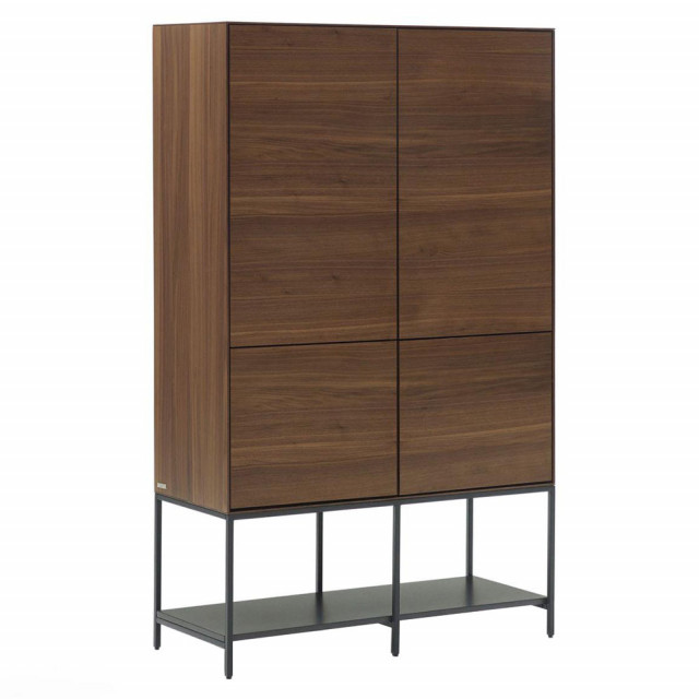 Bufet maro/negru din otel 160 cm Vedrana Walnut Kave Home