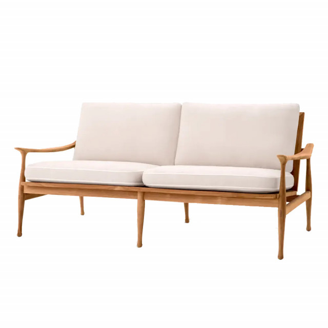 Canapea bej alb antic/maro din lemn de tec 181 cm Manzo Eichholtz