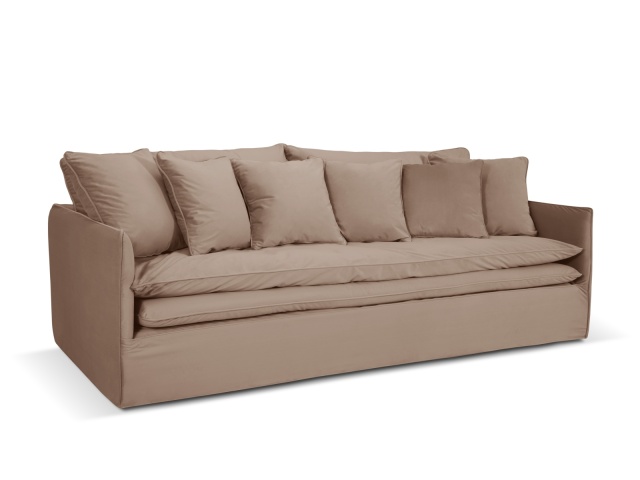 Canapea bej din catifea pentru 4 persoane Boho Blu Besolux