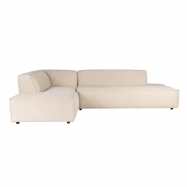 Canapea cu colt crem din material textil si lemn 308 cm Freddy Rib Left Zuiver