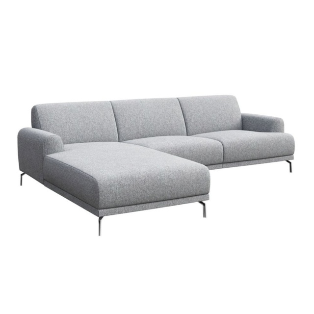 Canapea cu colt gri/argintie din textil pentru 4 persoane Puzo Left Mesonica