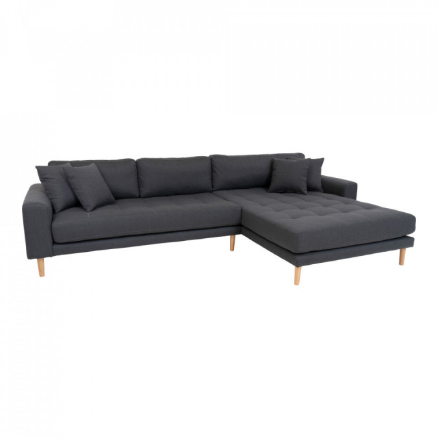 Canapea cu colt gri inchis din poliester 290 cm Lido Right House Nordic
