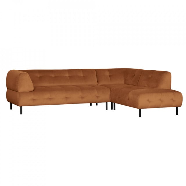 Canapea cu colt maro din catifea si lemn 267 cm Lloyd Right Woood