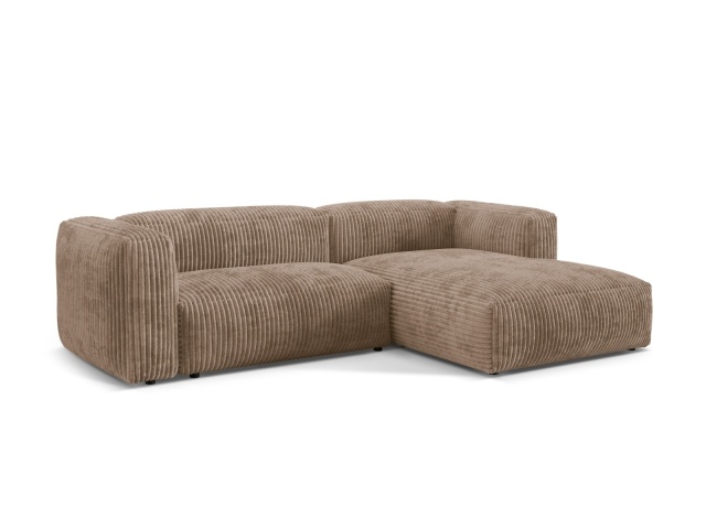 Canapea cu colt modulara maro deschis din catifea pentru 2 persoane Martina Corduroy Right Besolux