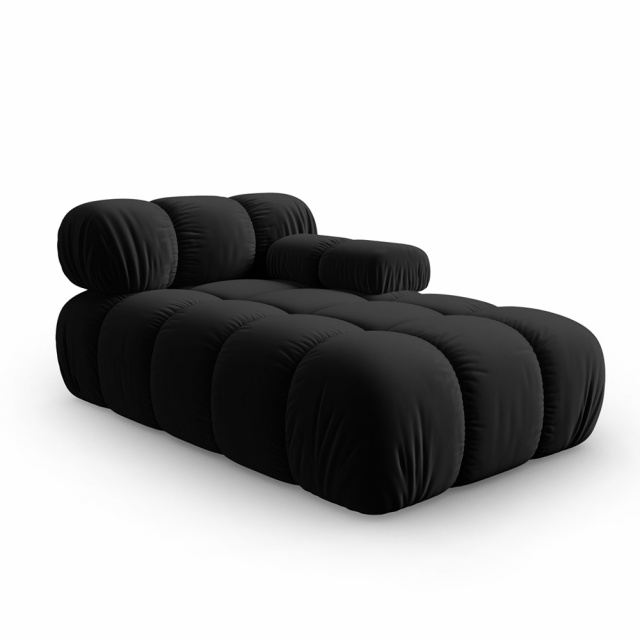 Canapea cu colt modulara neagra din catifea pentru 1 persoana Bellis Long Right Besolux