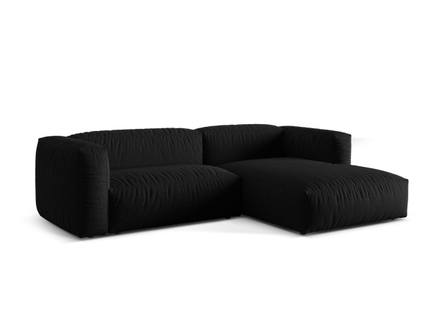 Canapea cu colt modulara neagra din textil pentru 2 persoane Martina Right Besolux