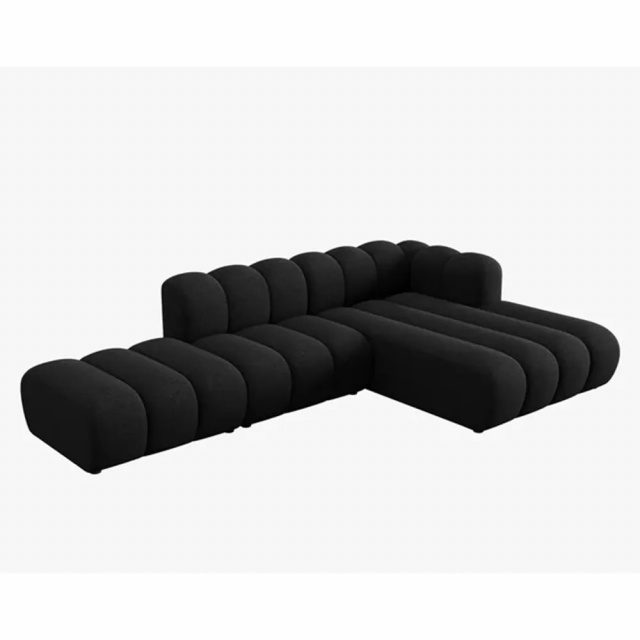 Canapea cu colt neagra din textil pentru 5 persoane Lupine Joy Right Besolux