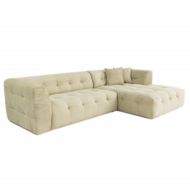 Canapea cu colt verde deschis din textil pentru 3 persoane Cady Right The Home Collection