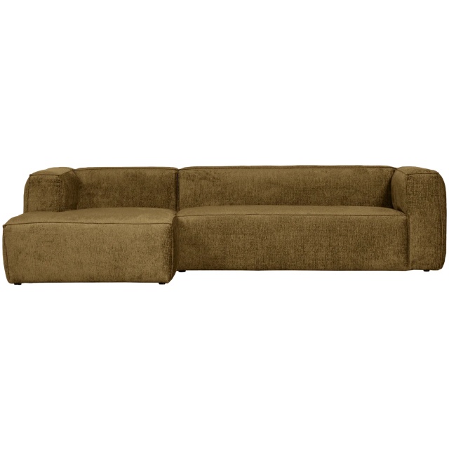 Canapea cu colt verde din catifea 305 cm Bean Left Woood
