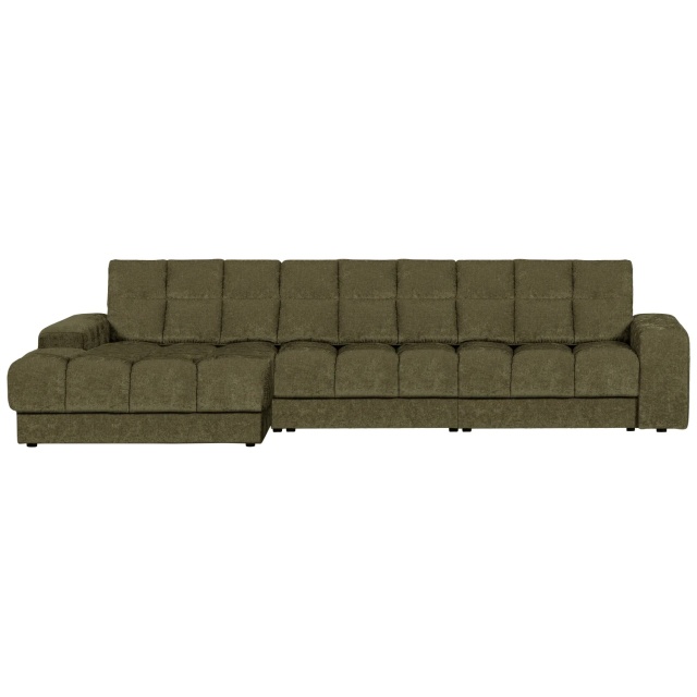 Canapea cu colt verde din textil 316 cm Second Date Ferra Left Woood