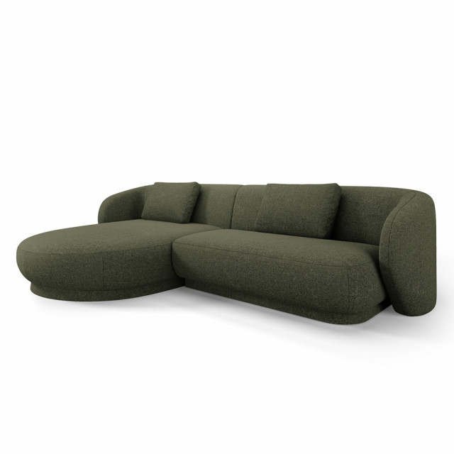 Canapea cu colt verde din textil pentru 4 persoane Camden Left Besolux