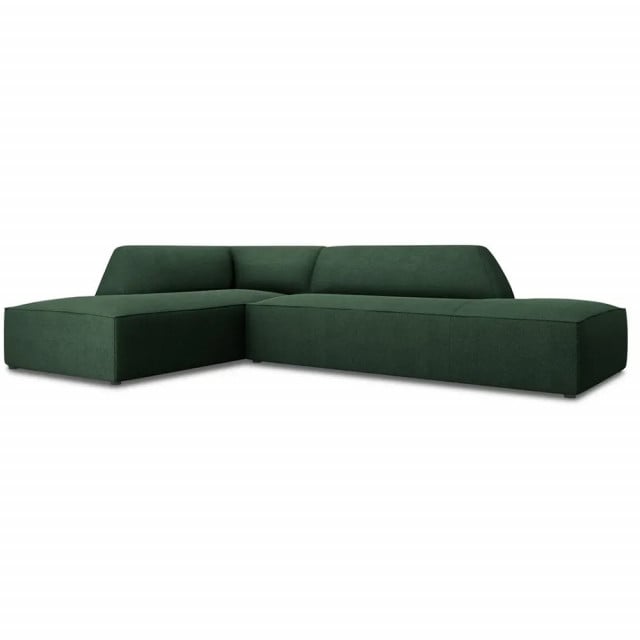 Canapea cu colt verde din textil pentru 4 persoane Ruby Left Besolux
