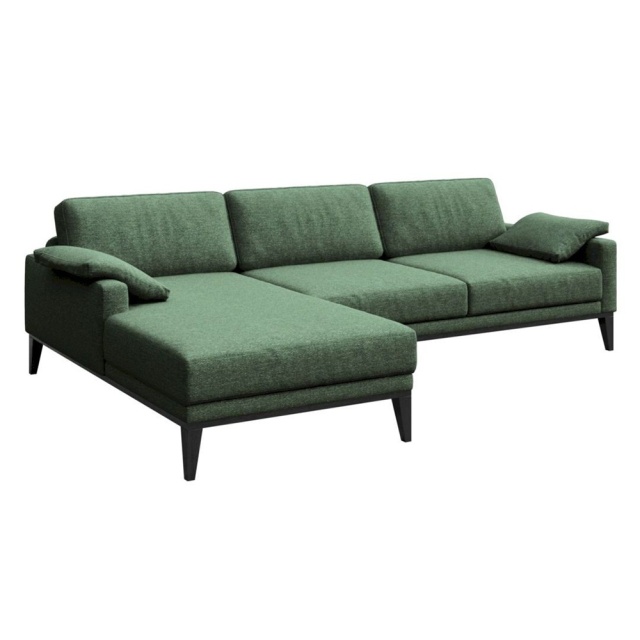 Canapea cu colt verde inchis din textil pentru 4 persoane Musso Left Mesonica