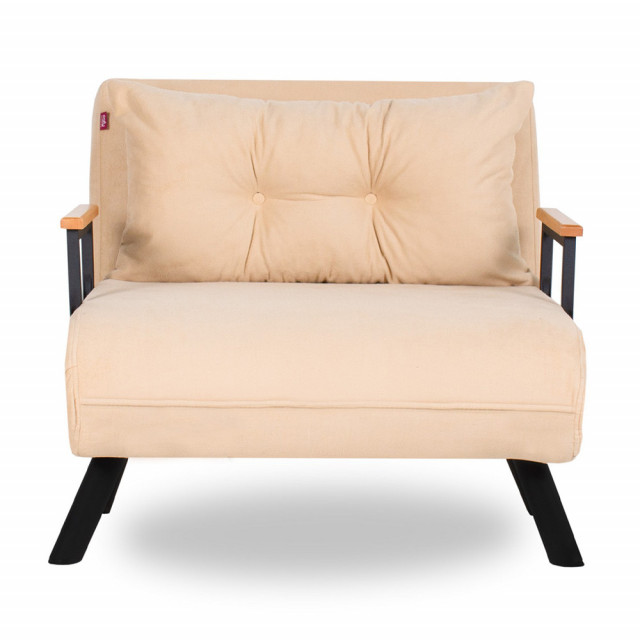 Canapea extensibila crem din textil pentru 1 persoana Sando The Home Collection