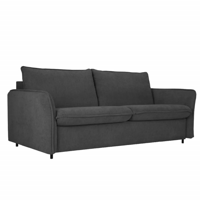 Canapea extensibila gri inchis/neagra din textil si lemn de pin pentru 3 persoane Dalida Besolux