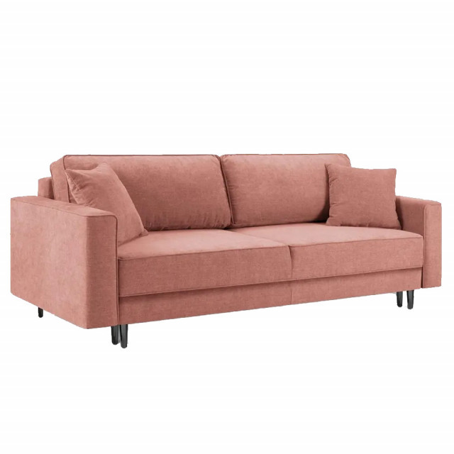 Canapea extensibila roz/neagra din textil si lemn de pin pentru 3 persoane Dunas Besolux