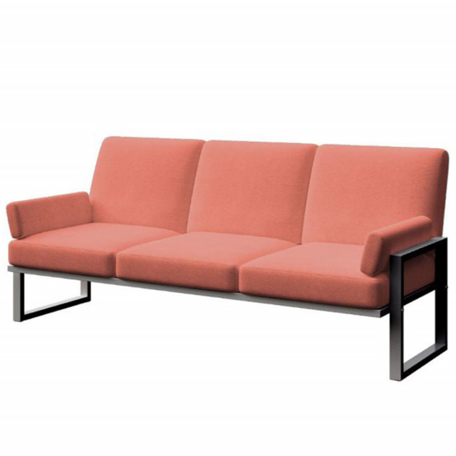 Canapea exterior rosu corai/gri antracit din olefina si otel pentru 3 persoane Soledo Mesonica