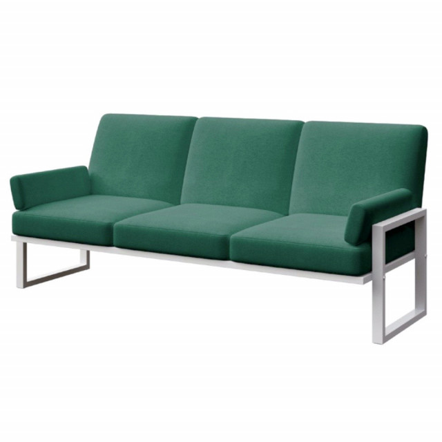 Canapea exterior verde inchis/alb din olefina si otel pentru 3 persoane Soledo Mesonica