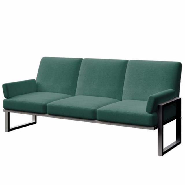 Canapea exterior verde inchis/gri antracit din olefina si otel pentru 3 persoane Soledo Mesonica