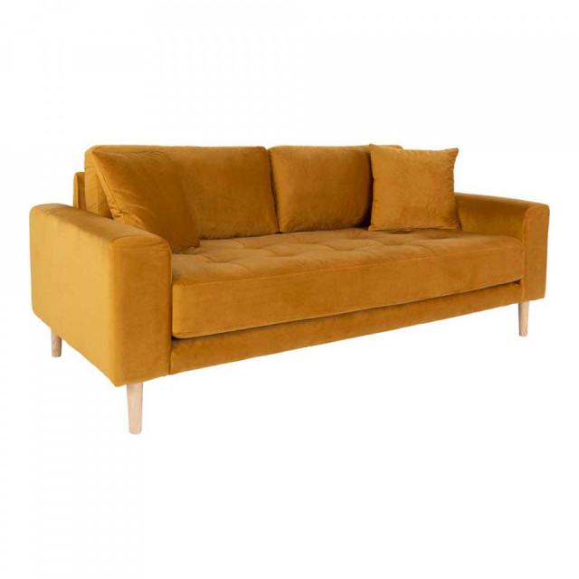 Canapea galben mustar din catifea pentru 2,5 persoane Lido House Nordic
