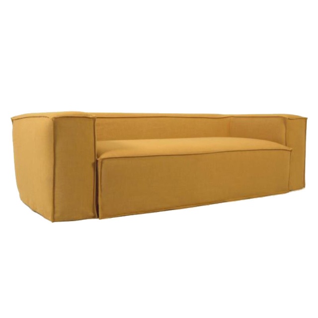 Canapea galben mustar din textil pentru 3 persoane Blok Kave Home