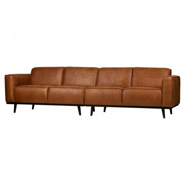 Canapea maro coniac din piele pentru 4 persoane Statement BePureHome