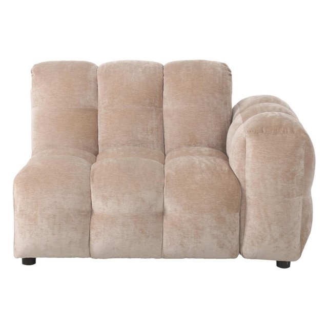 Canapea modulara bej din catifea 132 cm Hackman Corner Right Dutchbone