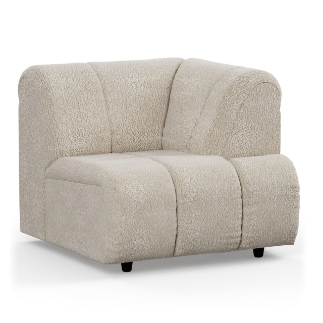 Canapea modulara crem din textil 98 cm Wave Boucle High Right HKliving