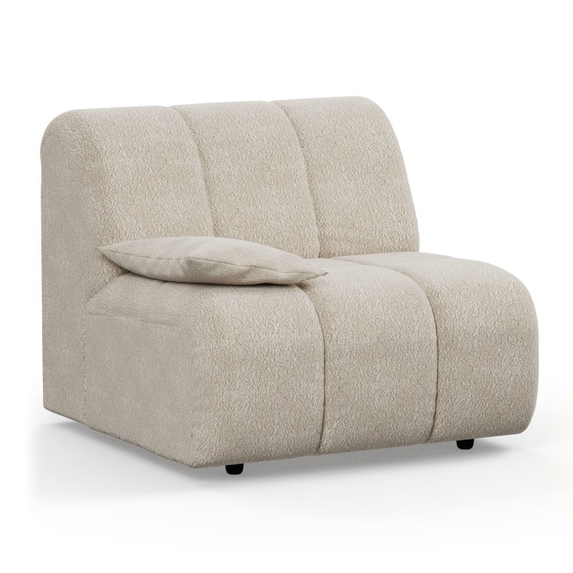 Canapea modulara crem din textil 98 cm Wave Boucle Low Left HKliving