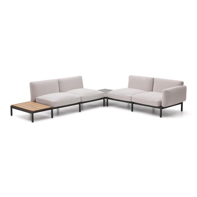 Canapea modulara cu colt exterior bej din textil pentru 4 persoane Sorells Kave Home