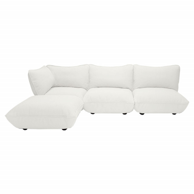 Canapea modulara cu colt gri deschis din poliester si otel pentru 4 persoane Sumo Fatboy