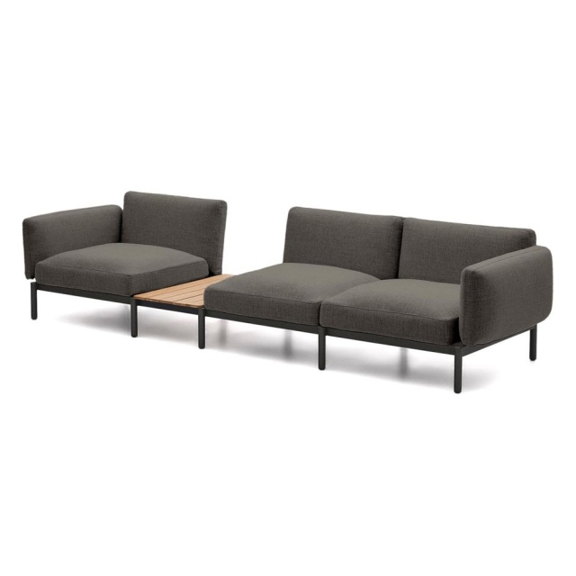 Canapea modulara exterior gri din textil pentru 3 persoane Sorells Kave Home