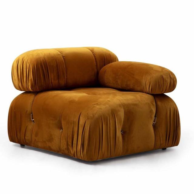 Canapea modulara galben mustar din textil pentru 1 persoana Bubble 1R The Home Collection