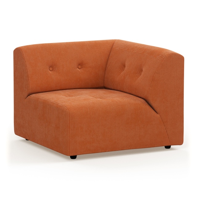 Canapea modulara portocalie din textil 94 cm Vint Corduroy Right HKliving