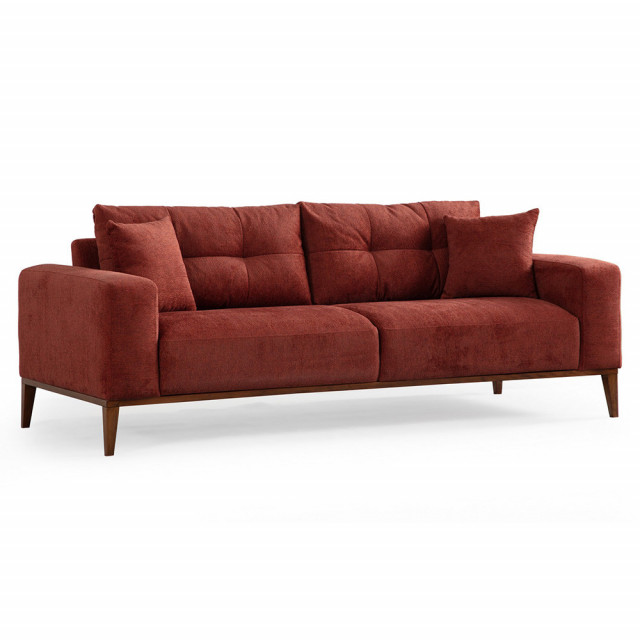Canapea rosu inchis din textil pentru 3 persoane Sinor The Home Collection
