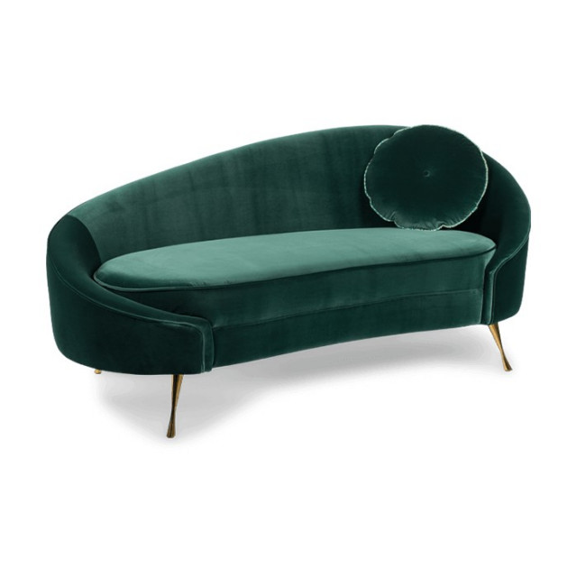 Canapea verde din inox si catifea pentru 2 persoane I Am Not A Croissant Green Bold Monkey