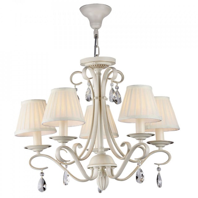 Candelabru alb/bej din metal cu 5 becuri Brionia Maytoni