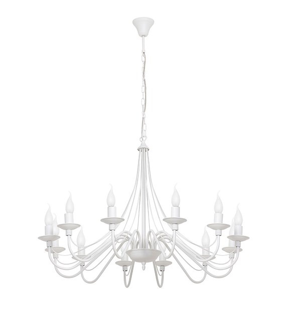 Candelabru alb din metal cu 12 becuri Roza Aldex