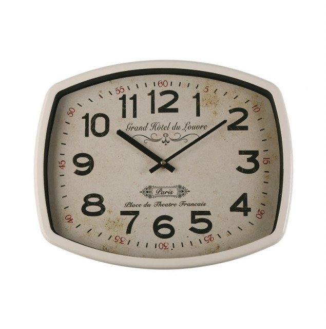 Ceas de perete dreptunghiular alb/negru din metal 33x40 cm Reloj Pared Louvre Versa Home
