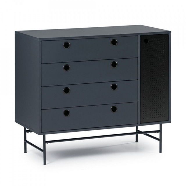 Comoda albastru inchis/neagra din metal 97 cm Punto Teulat