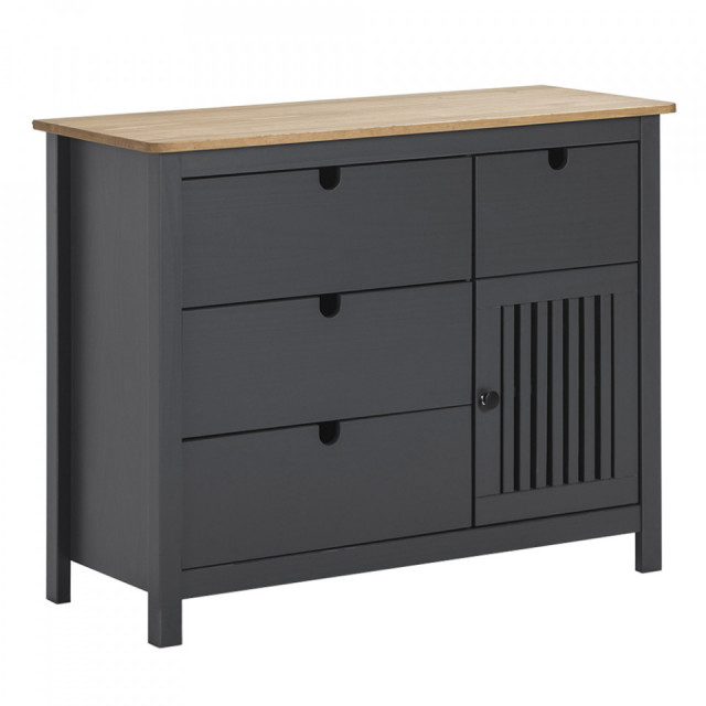 Comoda gri antracit/maro din lemn 100 cm Bruna The Home Collection